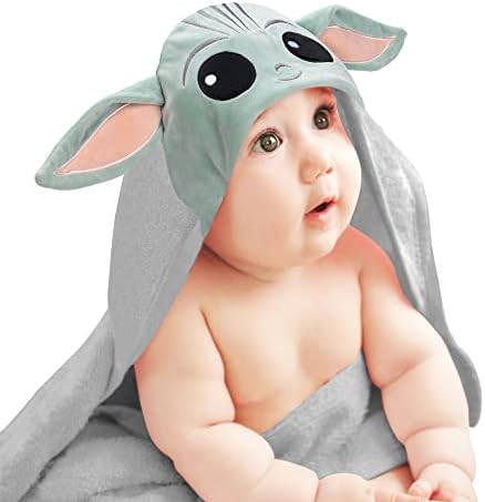 Lambs & Ivy Star Wars The Child/Baby Yoda/Grogu Gray Hooded Baby Bath Towel