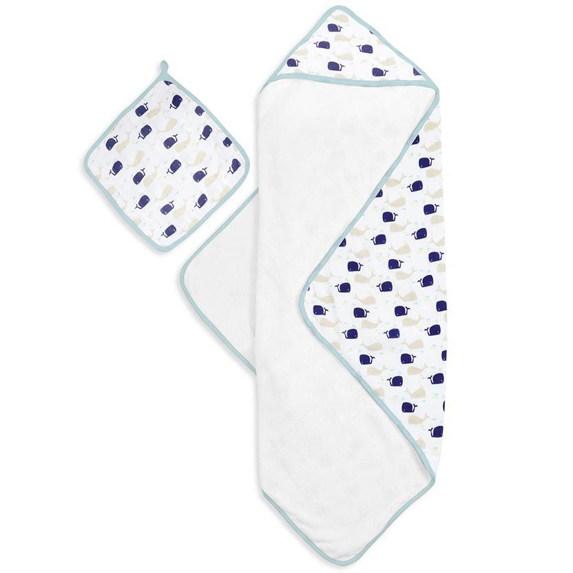 Aden+Anais Hooded Towel & Washcloth High Seas