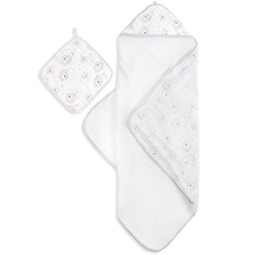 Aden+Anais Hooded Towel & Washcloth Leader of the Pack