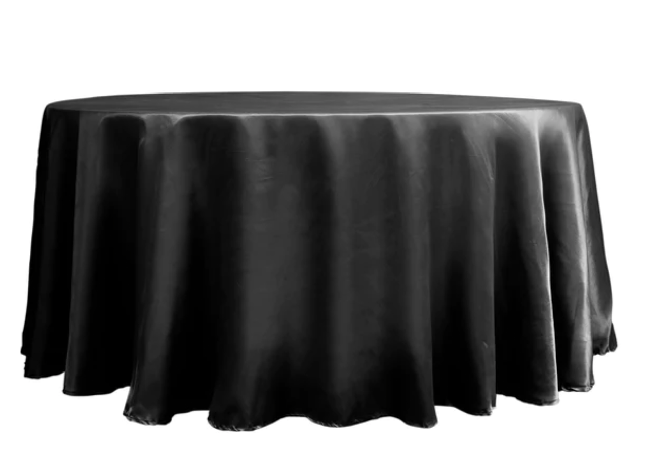 Black Satin Round Tablecloth
