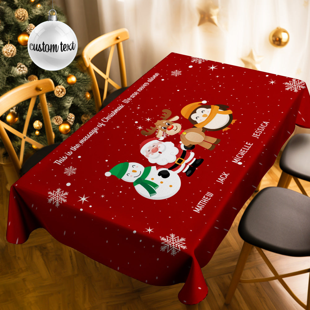Custom Merry Christmas Tablecloth Personalized Text Table Cover Christmas Gift