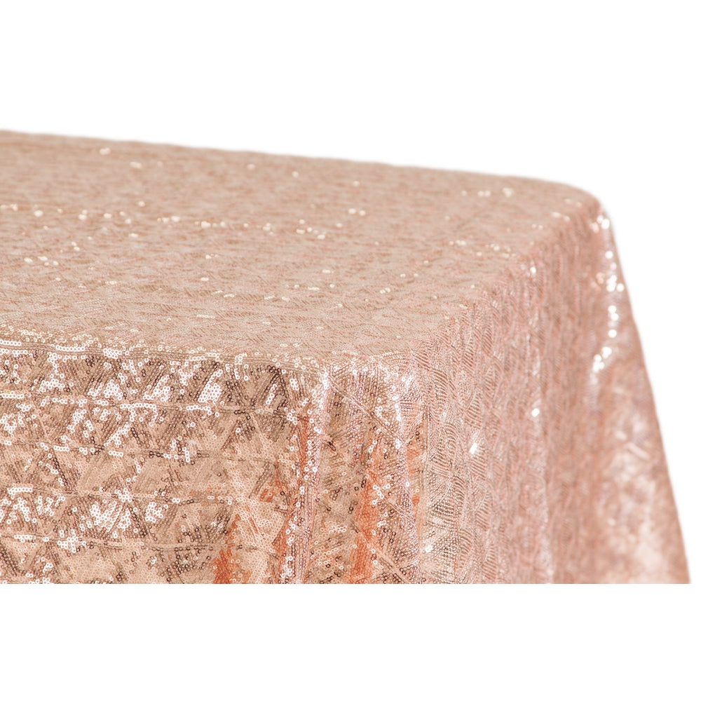Diamond Glitz Sequin Rectangular Tablecloth 90"x156" - Blush/Rose Gold