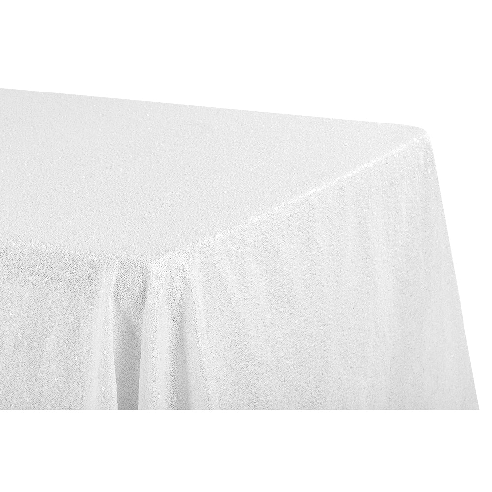 Glitz Sequin 90"x132" Rectangular Tablecloth - White