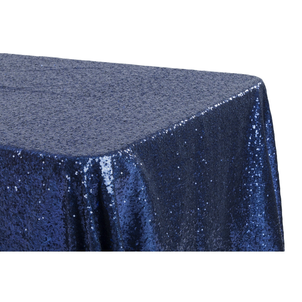 Glitz Sequin 90"x132" Rectangular Tablecloth - Navy Blue