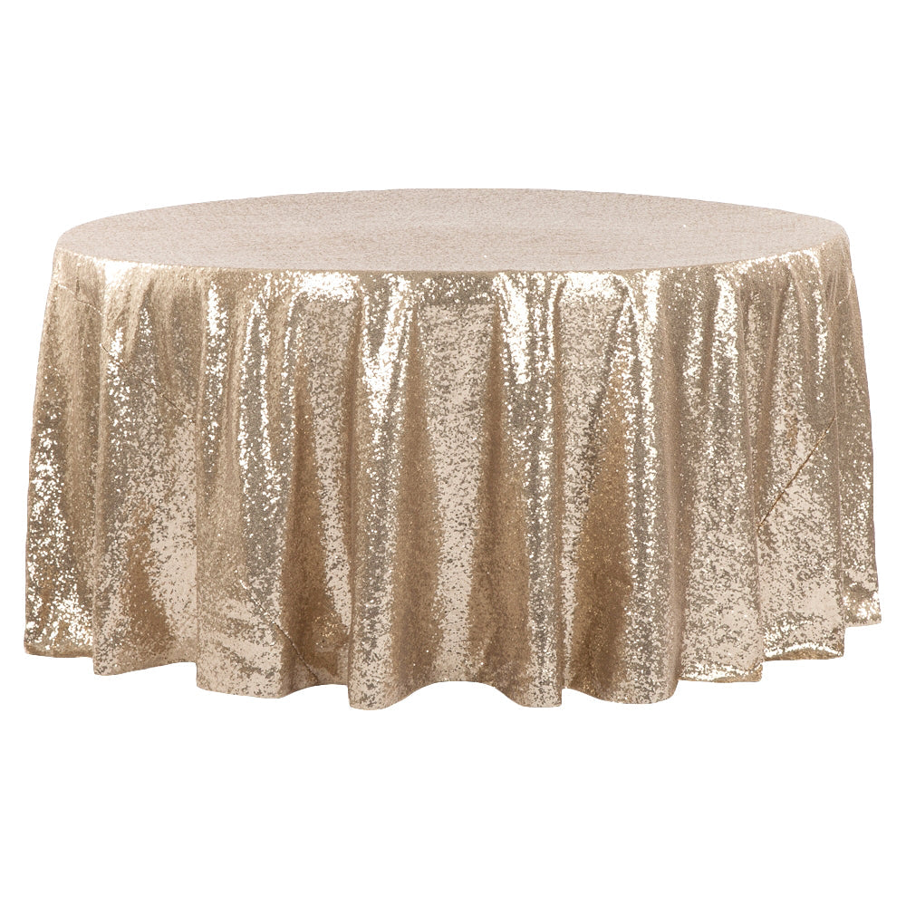 Glitz Sequins 108" Round Tablecloth - Champagne