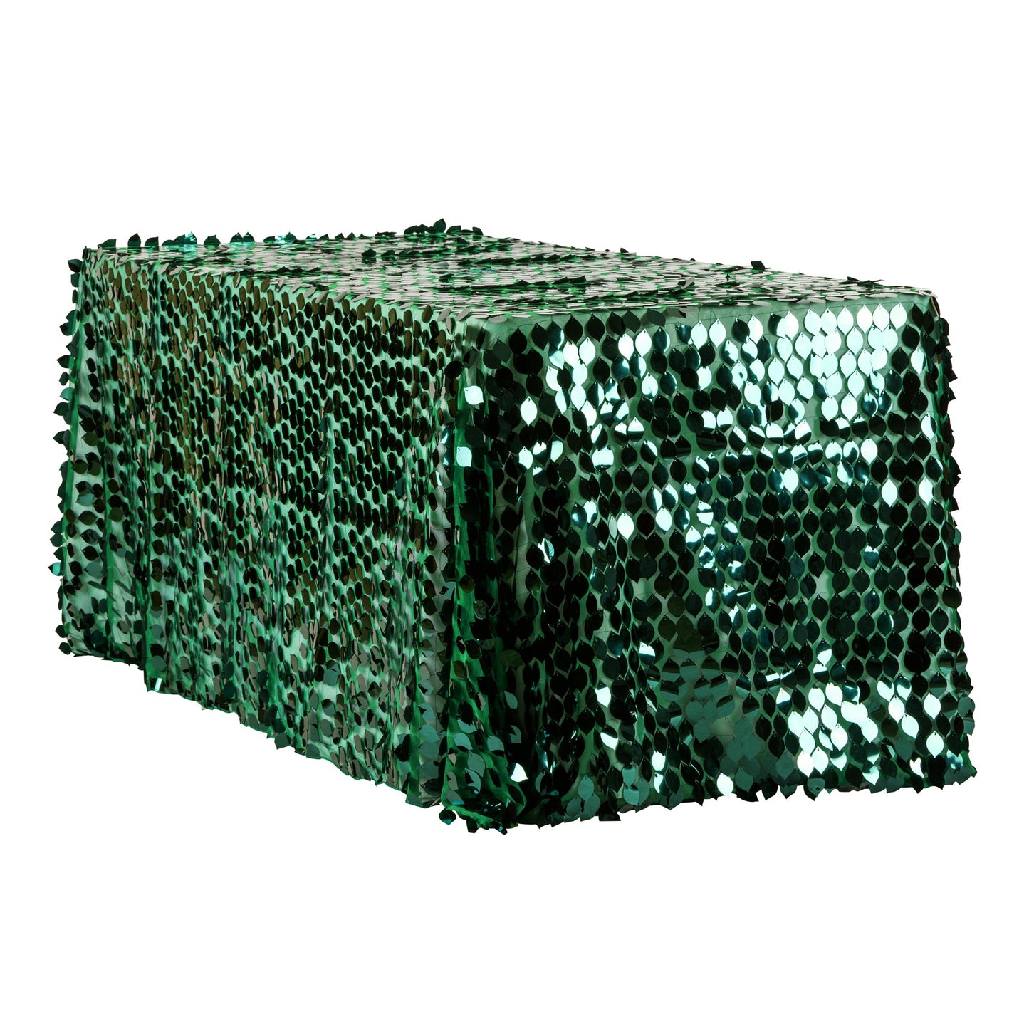 Leaf Payette Sequin Tablecloth 90"x156" Rectangular - Emerald Green