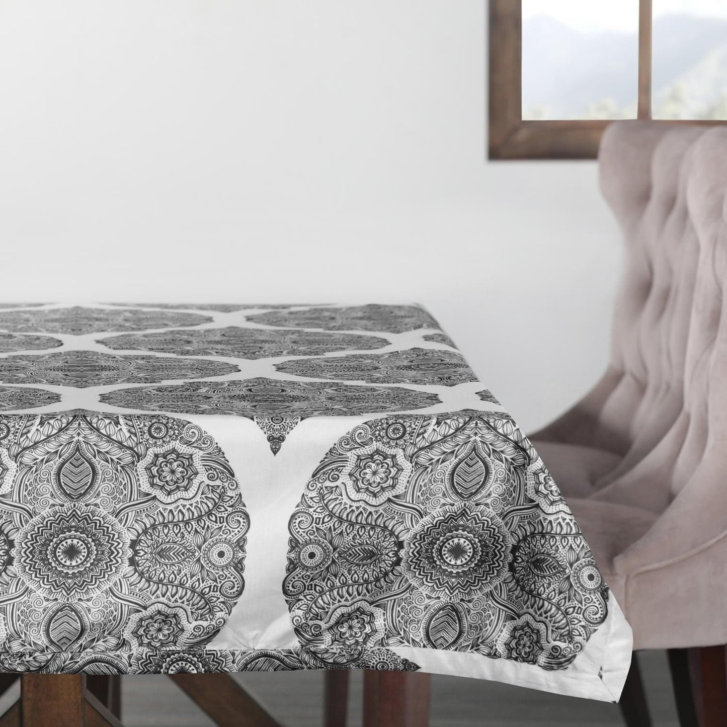 Royal Grey Designer Faux Silk Taffeta Outdoor Table Cloth