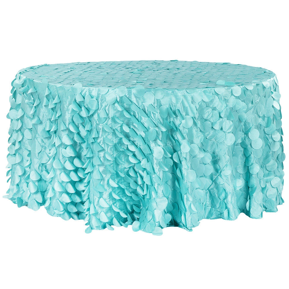 Petal Circle Taffeta 132" Round Tablecloth - Light Turquoise