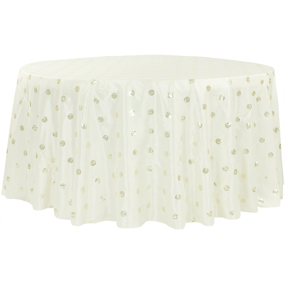 Sequin Embroidery Taffeta 132" Round Tablecloth - Ivory
