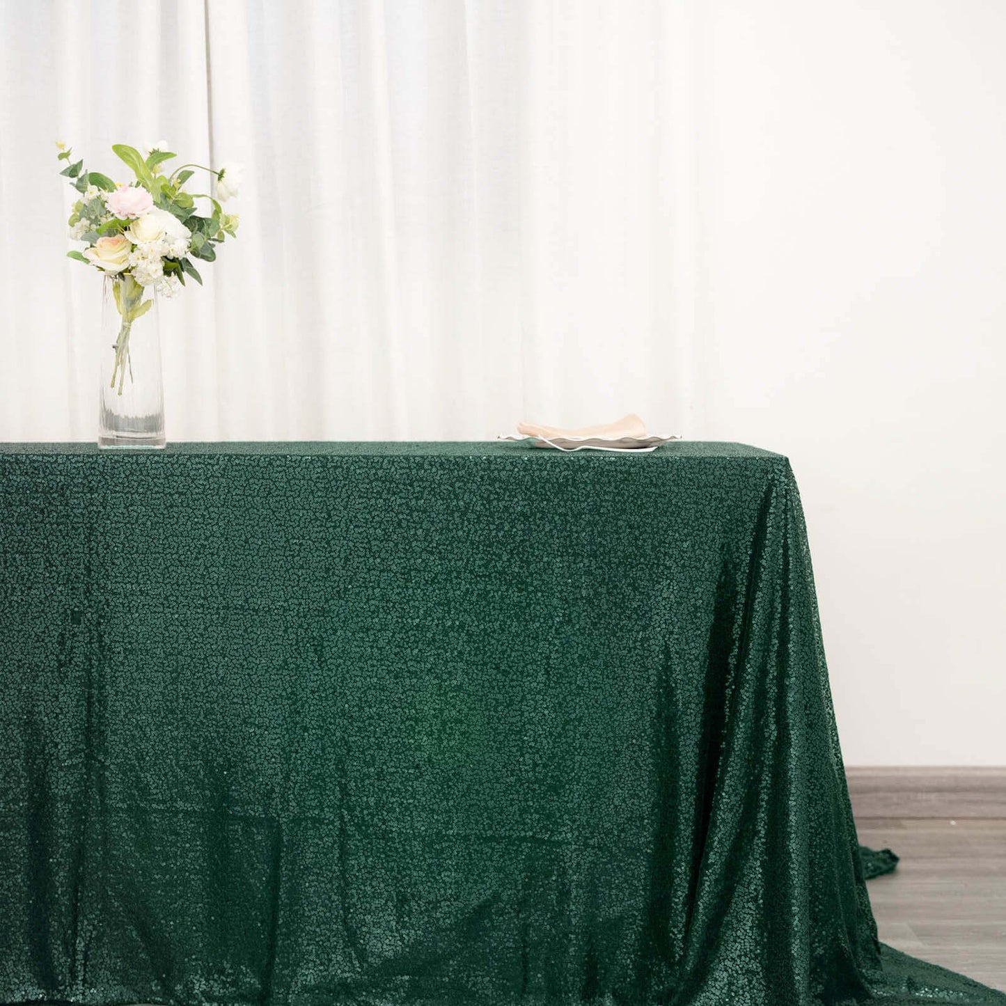 Hunter Emerald Green Seamless Premium Sequin Rectangle Tablecloth 90"x132"