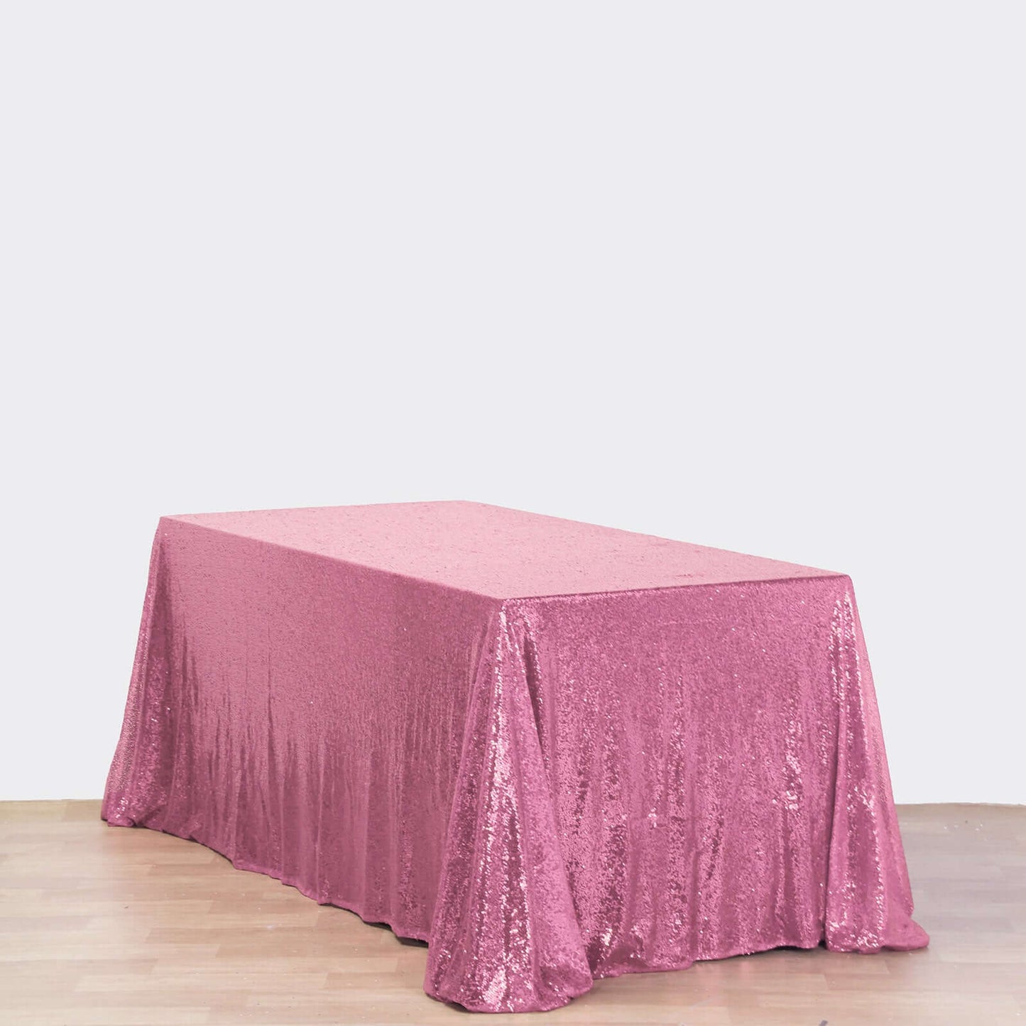 Pink Seamless Premium Sequin Rectangle Tablecloth 90X156"