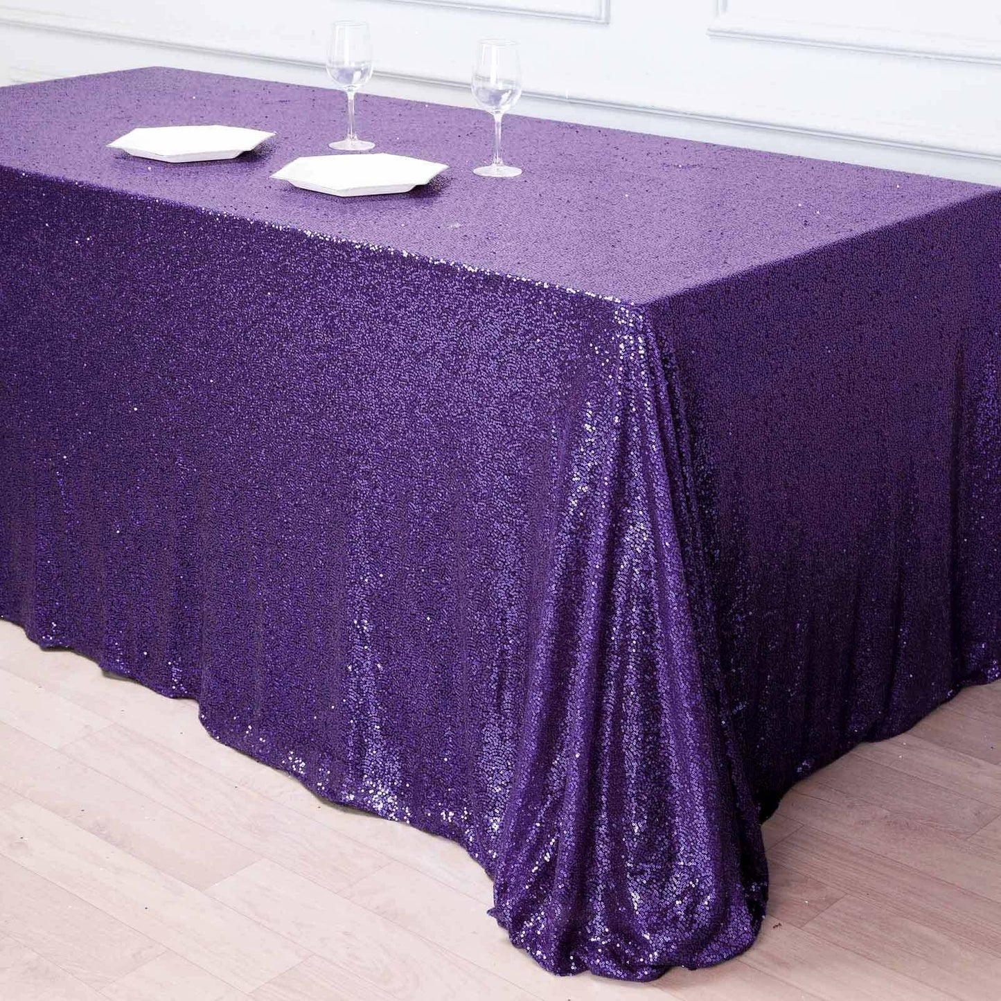 Purple Seamless Premium Sequin Rectangle Tablecloth 90x156"
