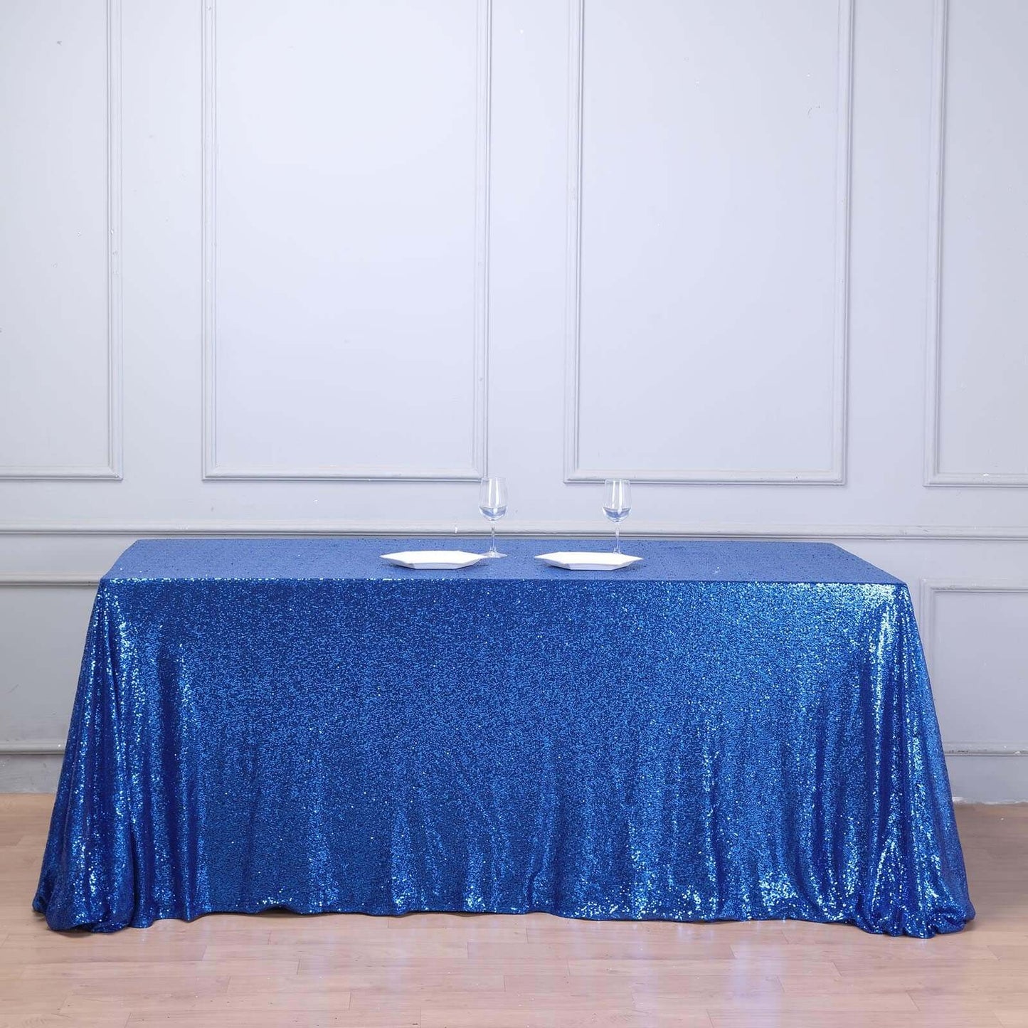Royal Blue Seamless Premium Sequin Rectangle Tablecloth 90x156"
