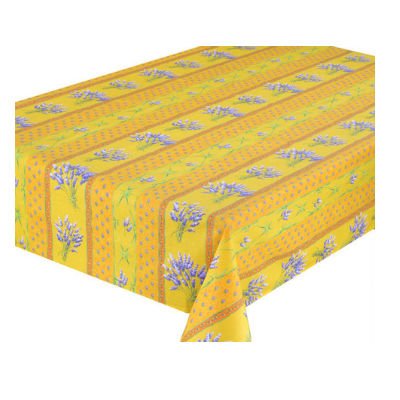 Lavender Yellow Provencal Tablecloth | Sizes Available | Easy Care Coated Cotton