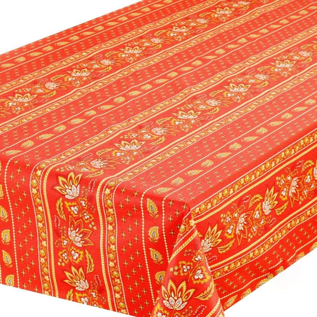 Lisa Red Provencal Tablecloth | Sizes Available | Easy Care Coated Cotton