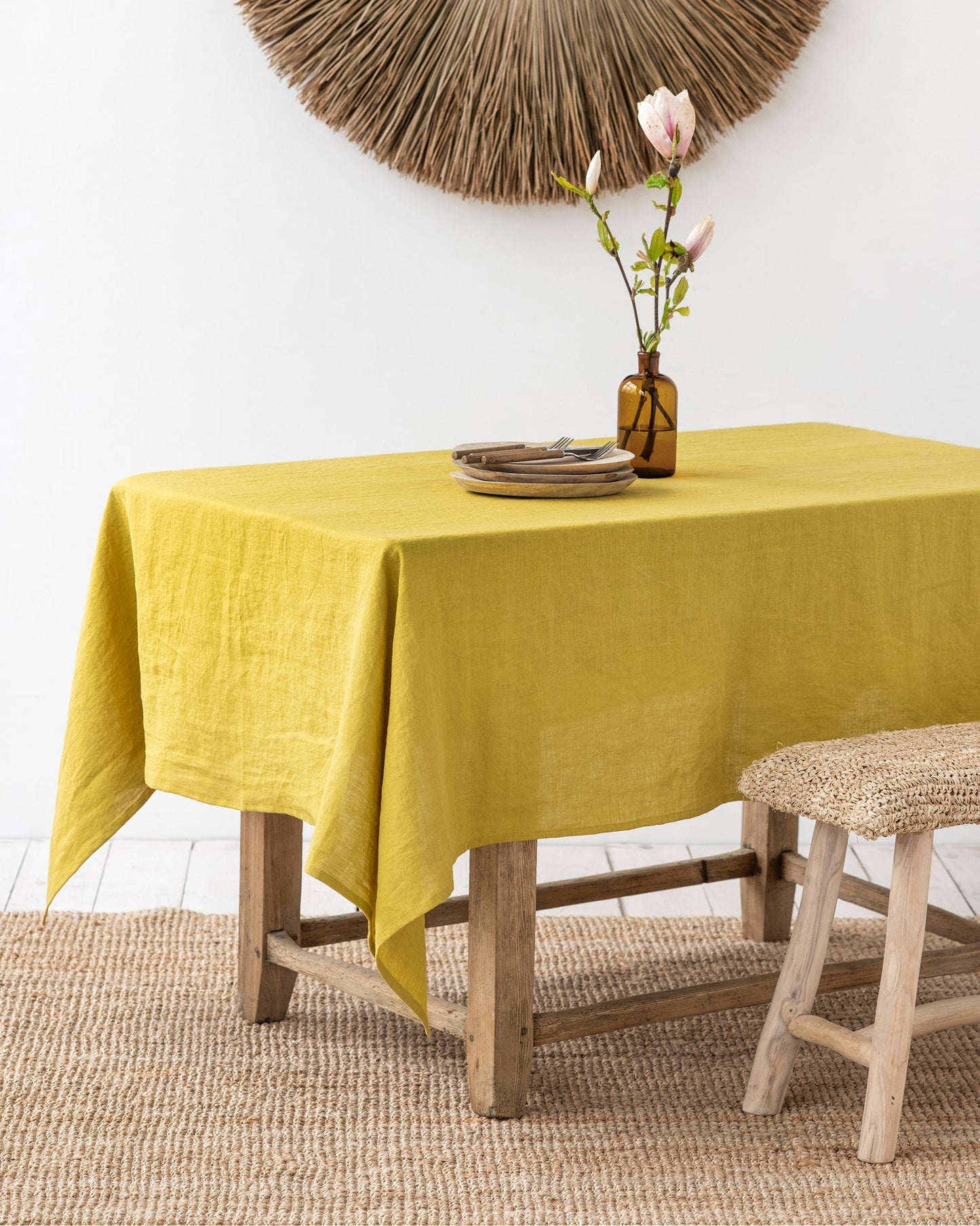 Moss Yellow Linen tablecloth