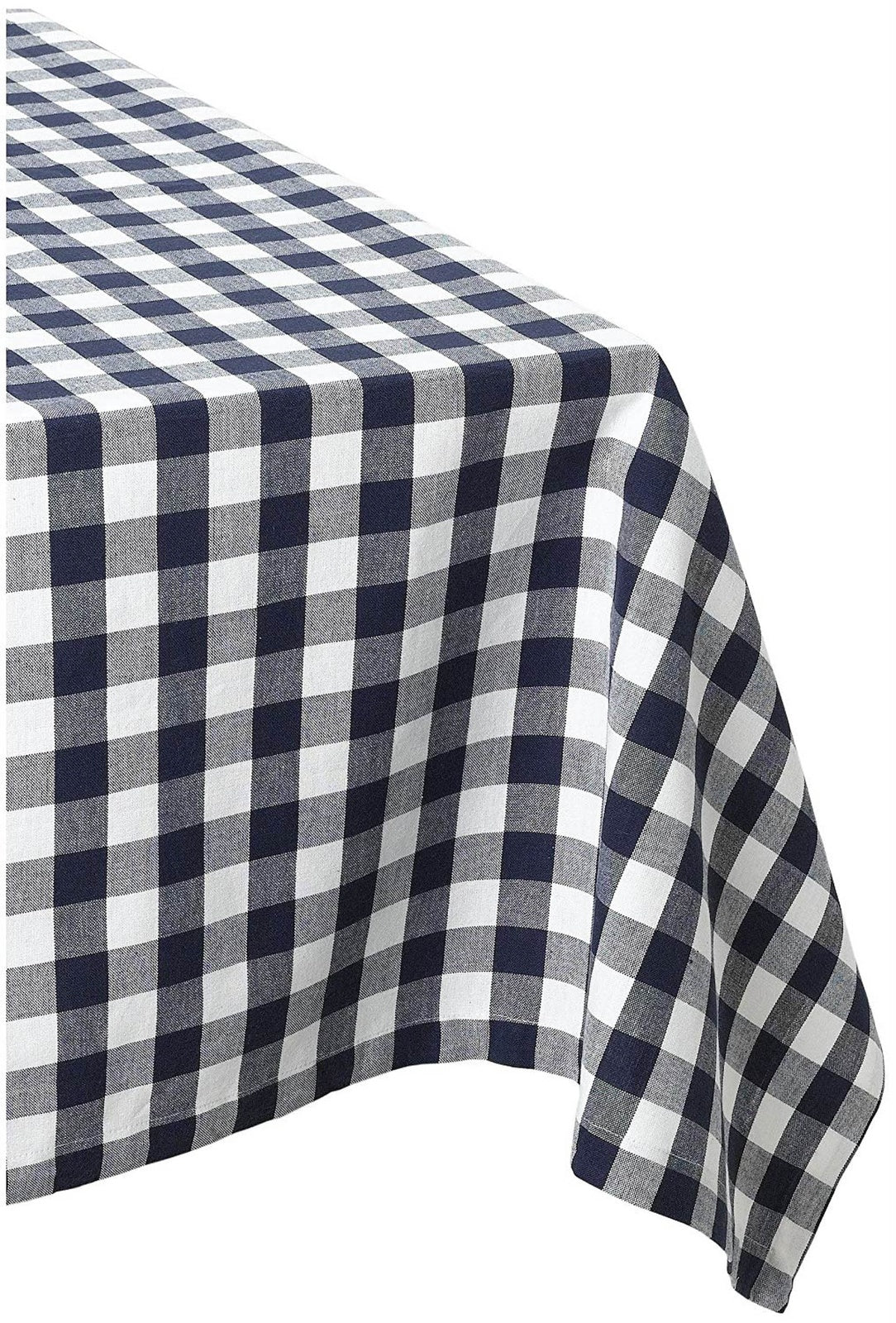Navy& Off-White Checkers 60"x84" Tablecloth