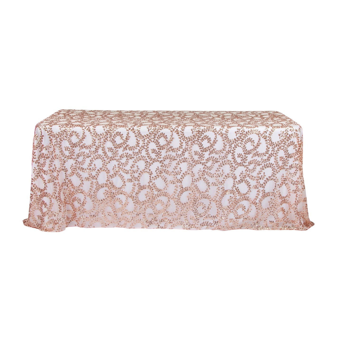Sequin Vine Tablecloth Overlay 90"x156" Rectangle - Blush/Rose Gold