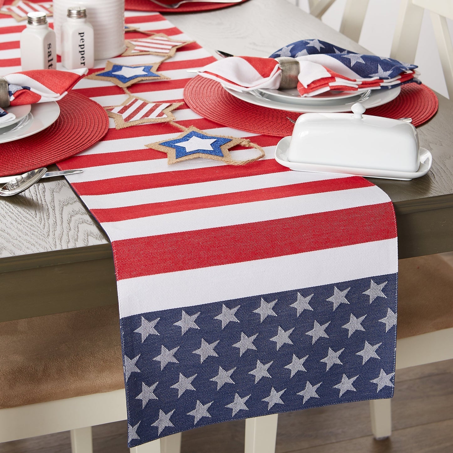 Stars & Stripes Jacquard 14"x72" Table Runner