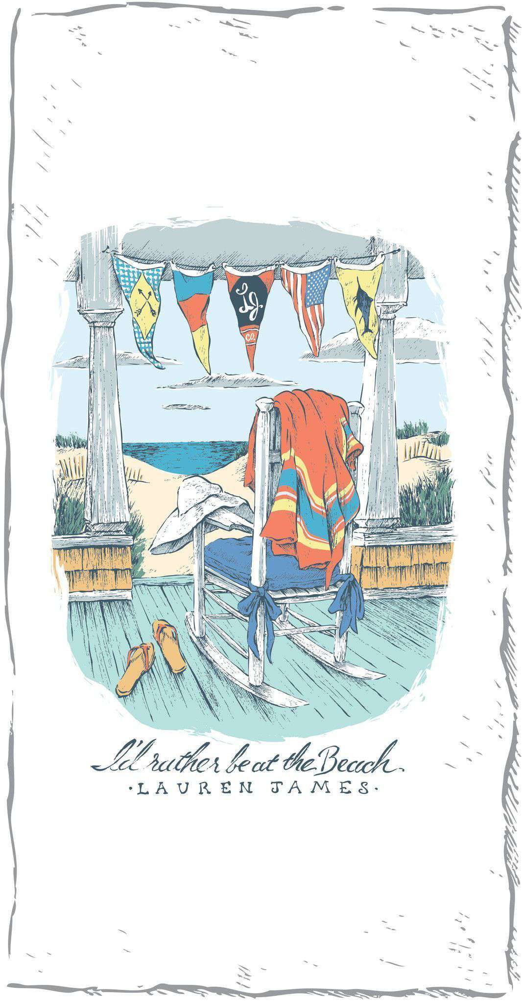 "I'd Rather Be at the Beach" Beach Blanket by Lauren James