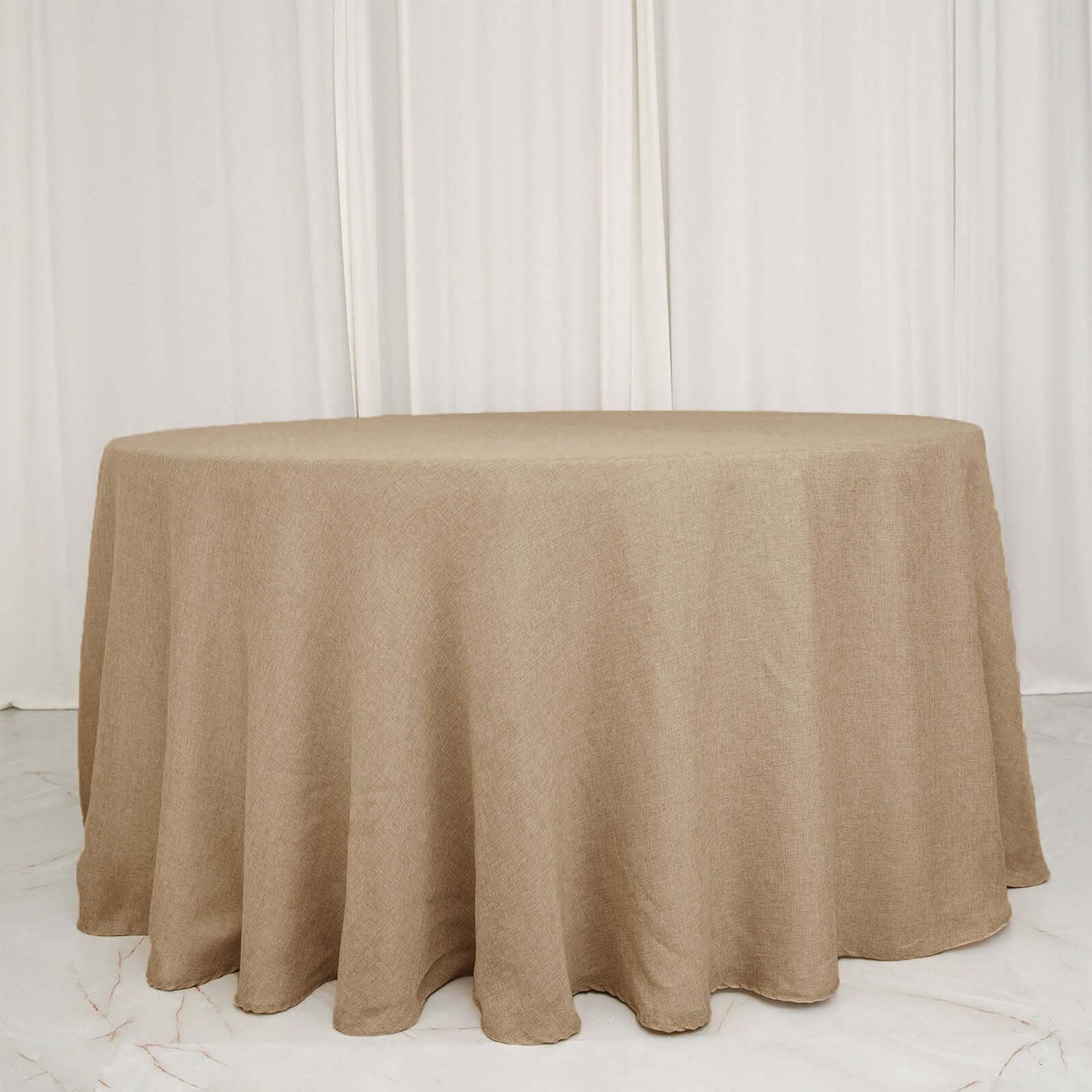 Natural Jute Seamless Faux Burlap Round Tablecloth Boho Chic Table Linen 108"