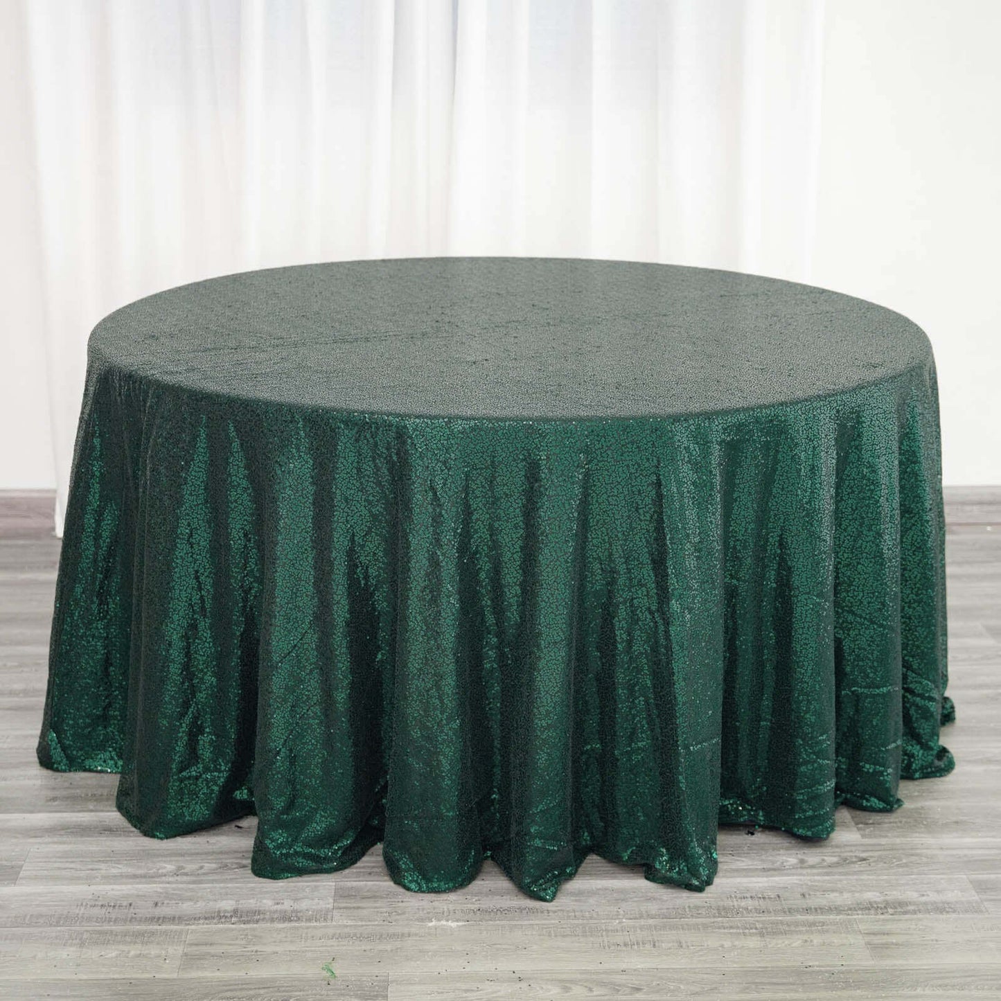 Hunter Emerald Green Seamless Premium Sequin Round Tablecloth 120"