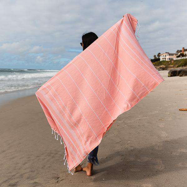 Peach Classic Stripes Towel by Sand Cloud