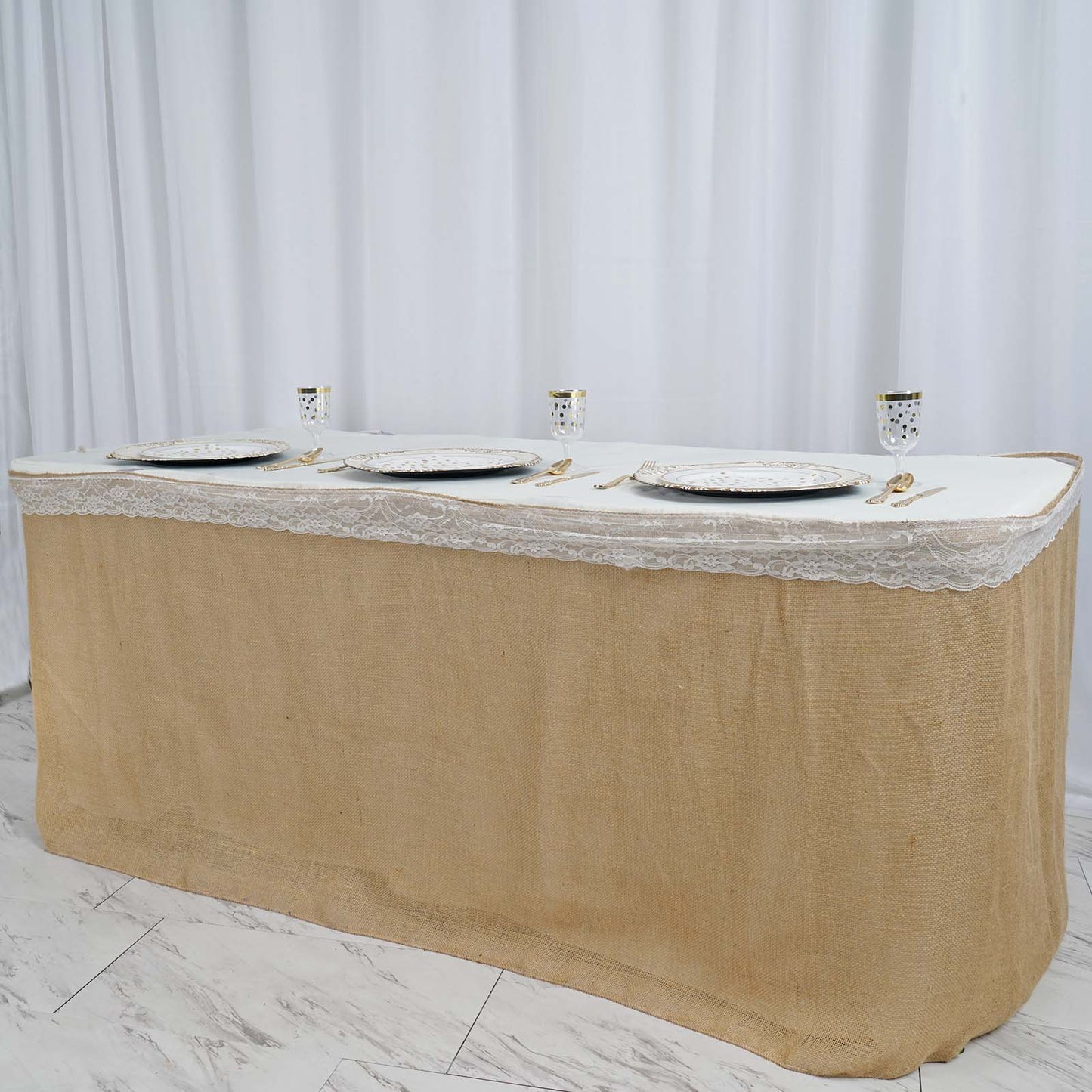 Natural Boho Chic Rustic Jute Burlap Table Skirt 21ft