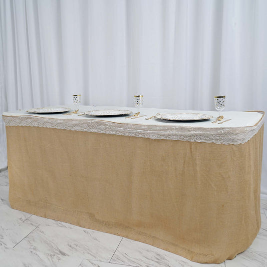 Natural Boho Chic Rustic Jute Burlap Table Skirt 21ft