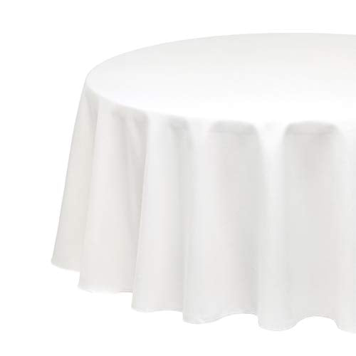 Round Washable Polyester Fabric Tablecloth Round 108", Black, Pack of 4