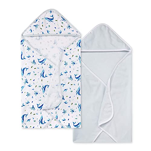 Burt's Bees Baby - Hooded Towels, 2 Count, Whale of a Tale