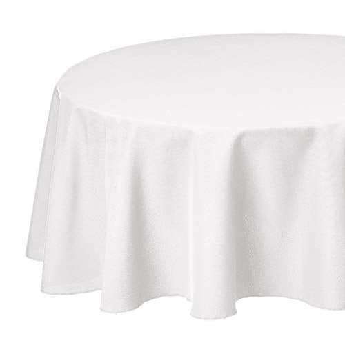 Round Washable Polyester Fabric Tablecloth Round 108", Black, Pack of 4