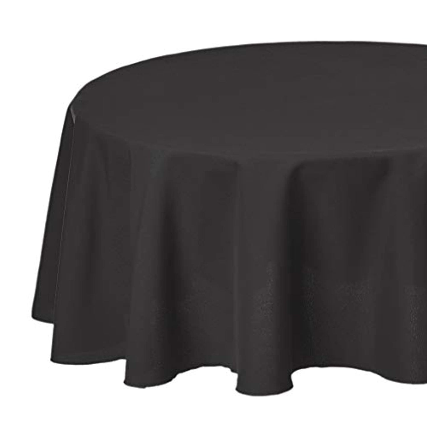 Round Washable Polyester Fabric Tablecloth Round 108", Black, Pack of 4