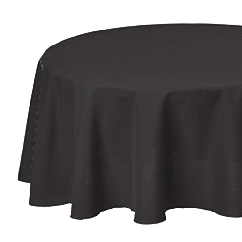 Round Washable Polyester Fabric Tablecloth Round 108", Black, Pack of 4