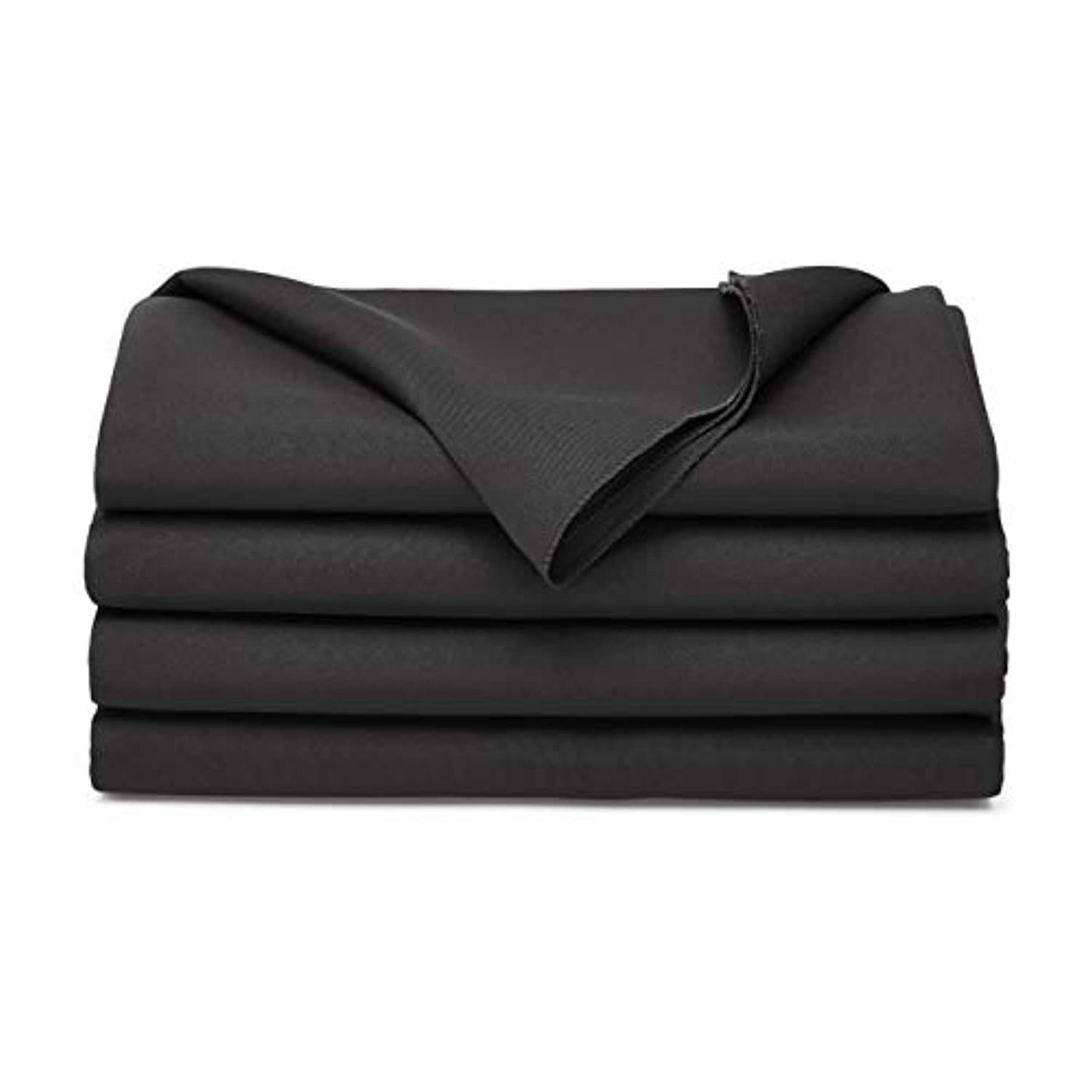 Round Washable Polyester Fabric Tablecloth Round 108", Black, Pack of 4