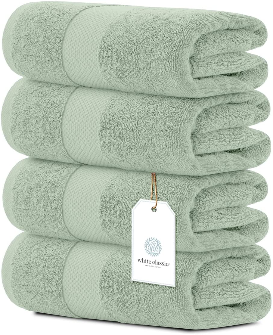Luxury White Bath Towels Large | 27x54 Inch | Set of 4