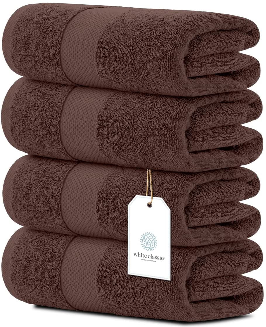 Luxury White Bath Towels Large | 27x54 Inch | Set of 4