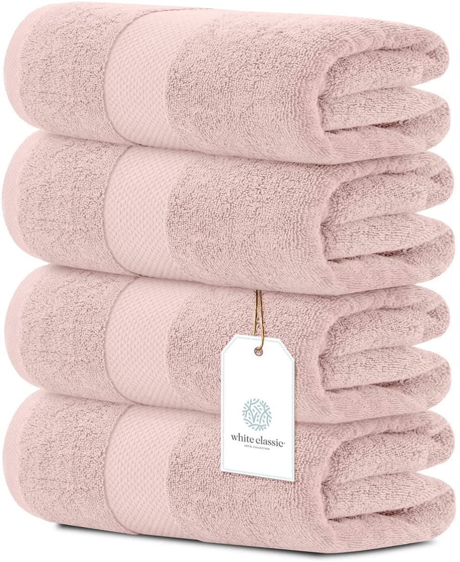Luxury White Bath Towels Large | 27x54 Inch | Set of 4