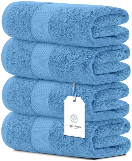 Luxury White Bath Towels Large | 27x54 Inch | Set of 4