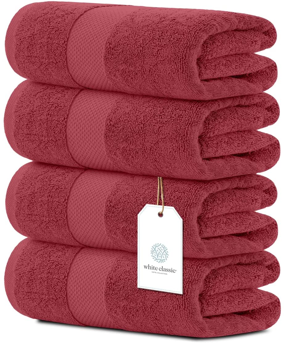 Luxury White Bath Towels Large | 27x54 Inch | Set of 4