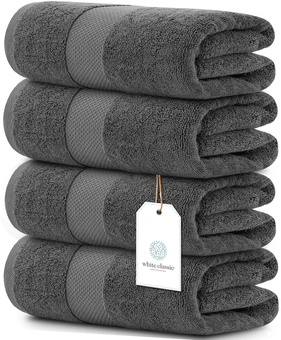 Luxury White Bath Towels Large | 27x54 Inch | Set of 4