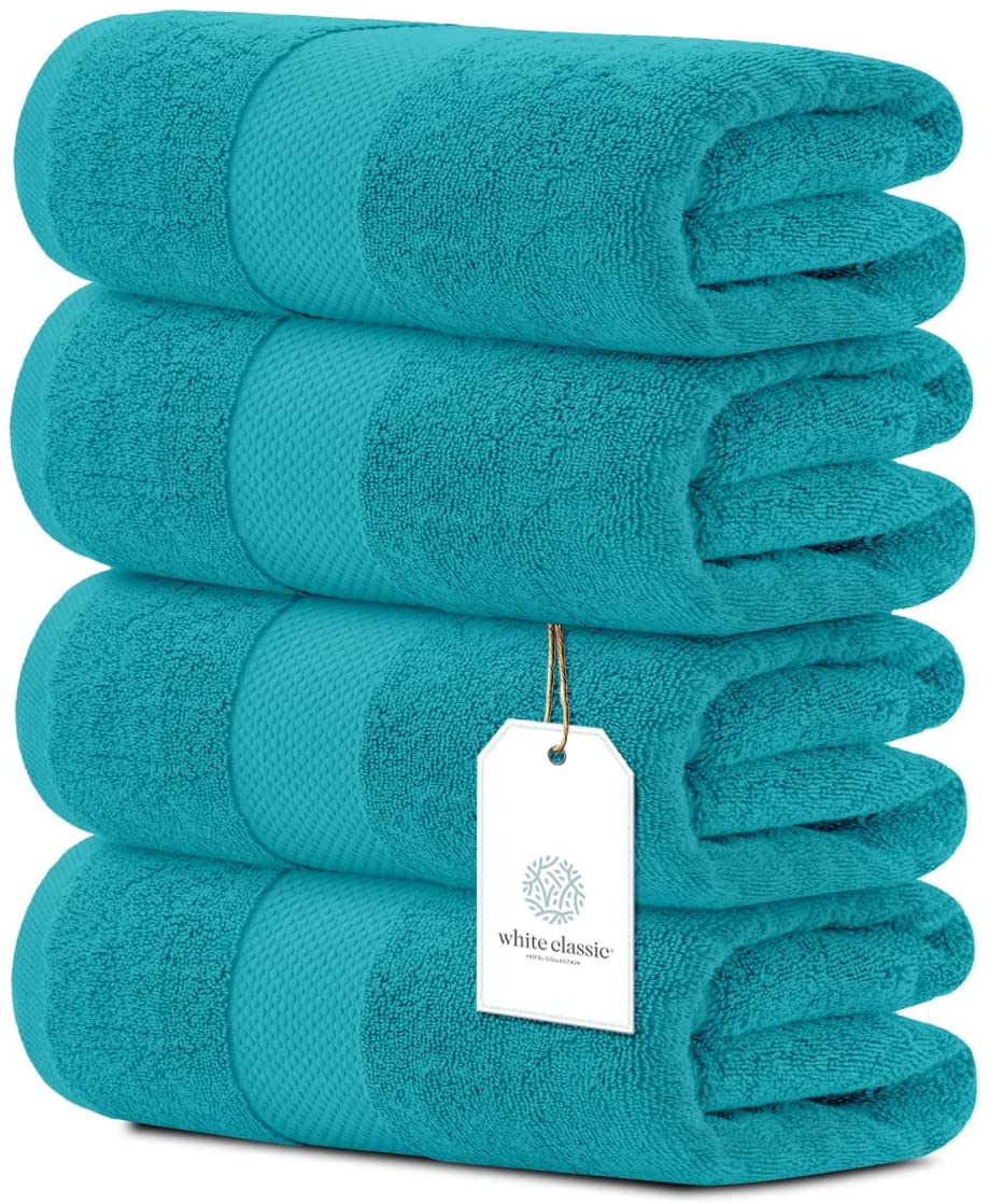 Luxury White Bath Towels Large | 27x54 Inch | Set of 4