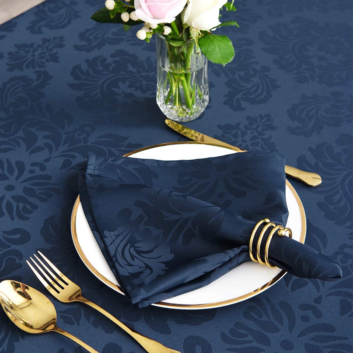 Jacquard Table Cloth Damask Pattern Rectangle 52 x 70 Inch Sage Green