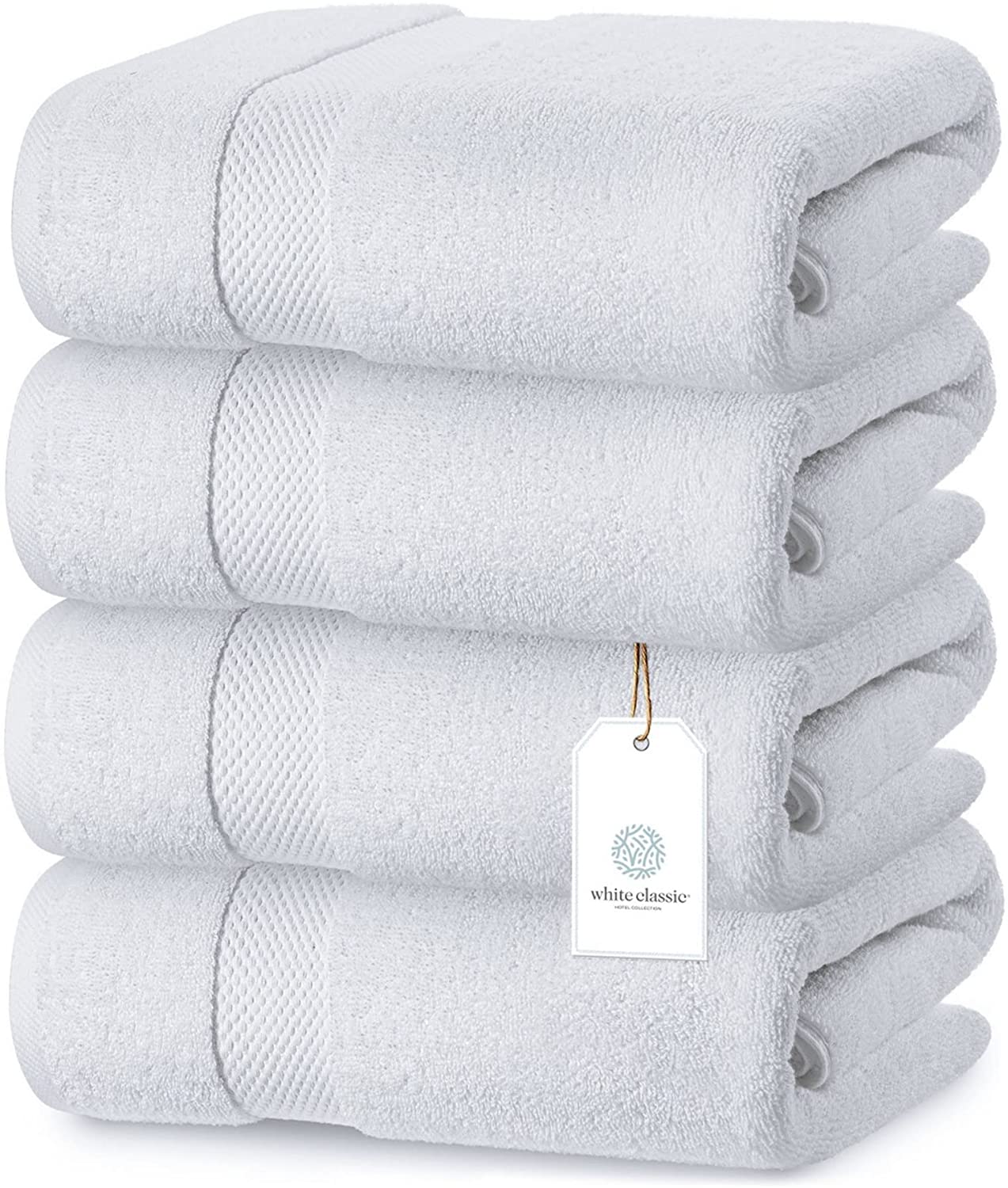 Luxury White Bath Towels Large | 27x54 Inch | Set of 4