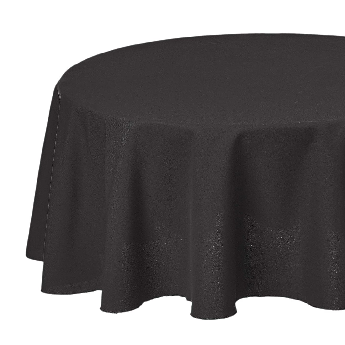 Round Washable Polyester Fabric Tablecloth Round 108", Black, Pack of 4