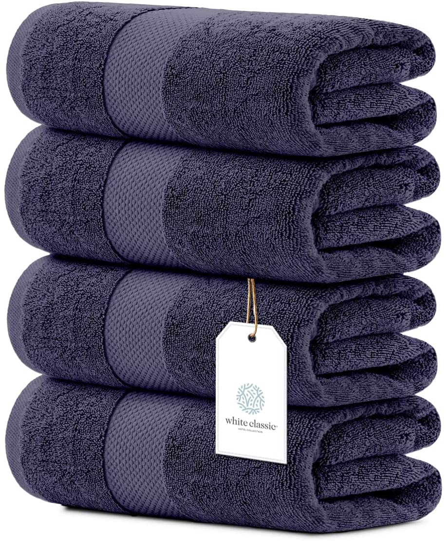 Luxury White Bath Towels Large | 27x54 Inch | Set of 4