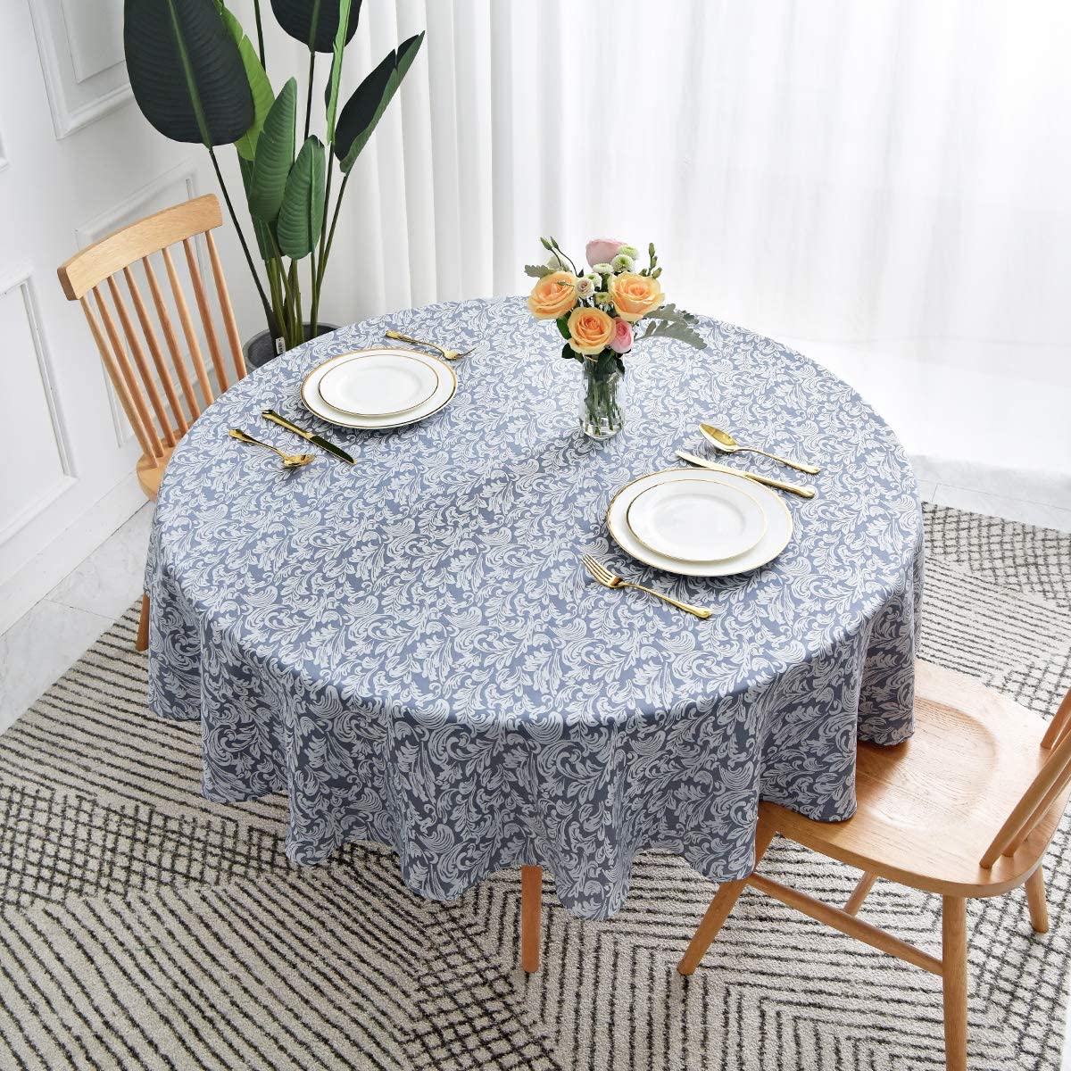 Jacquard Table Cloth Damask Pattern Rectangle 52 x 70 Inch Sage Green