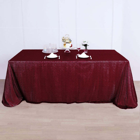 Burgundy Seamless Premium Sequin Rectangle Tablecloth 90x156"