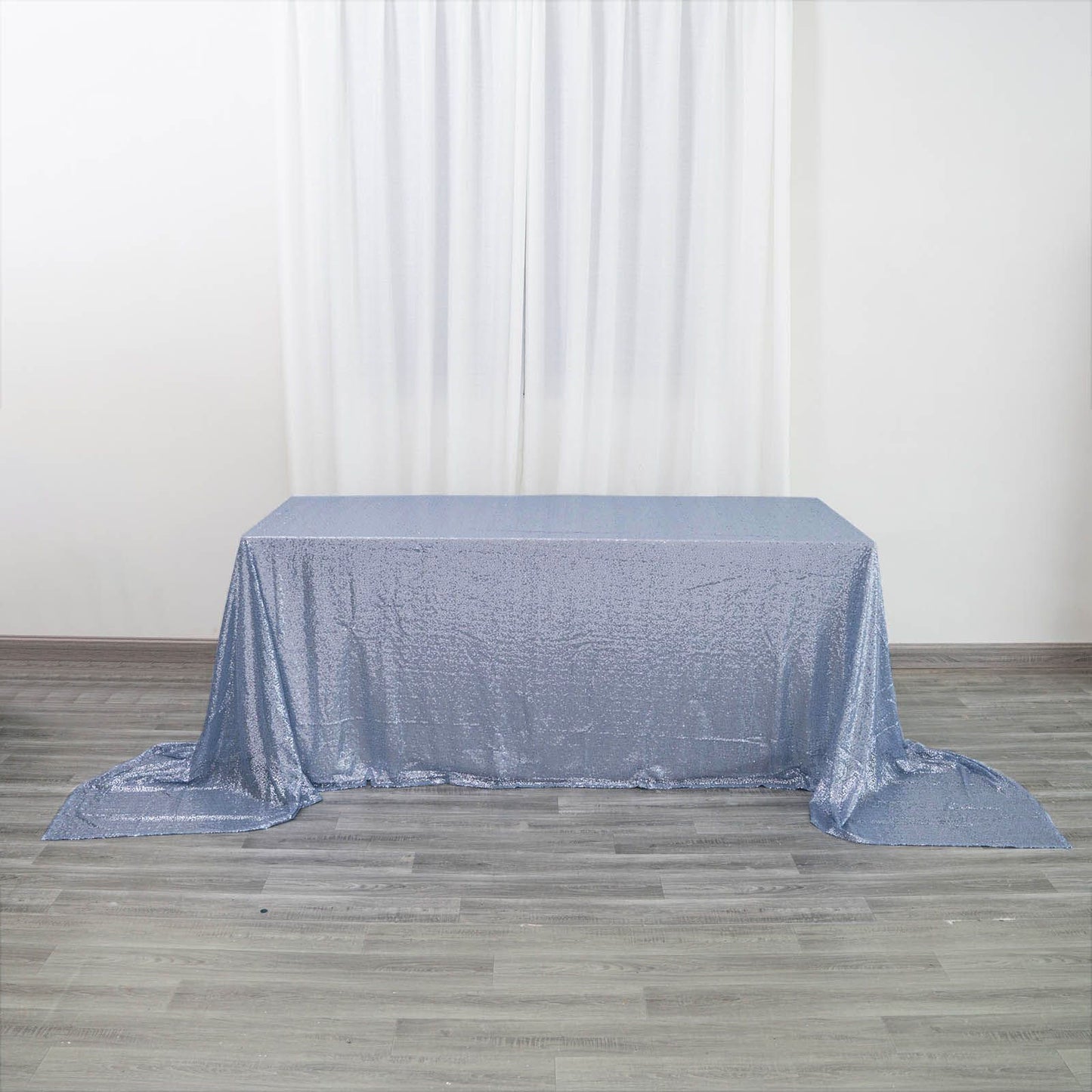 Dusty Blue Seamless Premium Sequin Rectangle Tablecloth 90x156"
