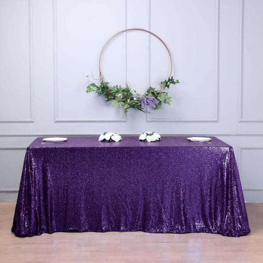 Purple Seamless Premium Sequin Rectangle Tablecloth 90x156"